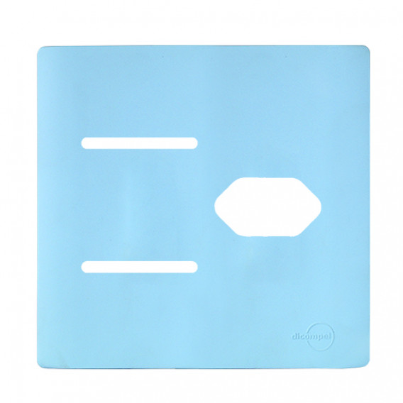 Placa p/ 2 Interruptores + Tomada 4x4 - Novara Celeste Placa p/ 2 Interruptores + Tomada 4x4 - Novara Celeste